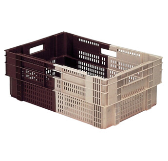 BAC ALLIBERT 47L 13047 GERBABLE EMBOITABLE FOND PLEIN AVEC TROUS D'EVACUATION ET PAROIS AJOUREES COLORIS BRUN ROUGE/BEIGE