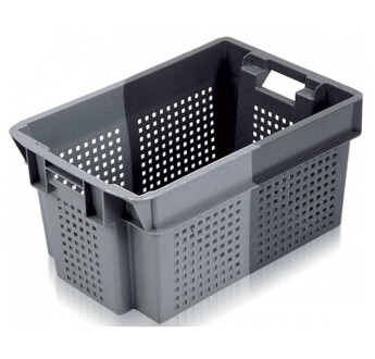 BAC ALLIBERT 50L 11052 GERBABLE EMBOITABLE FOND ET PAROIS AJOURES COLORIS GRIS/GRIS CLAIR