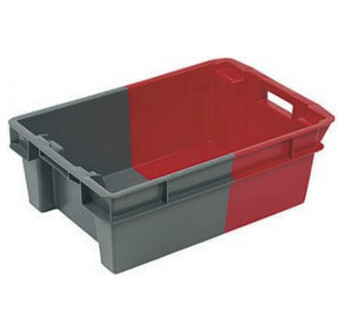 BAC ALLIBERT 32L 11032 GERBABLE EMBOITABLE FOND ET PAROIS PLEINS GRIS/ROUGE