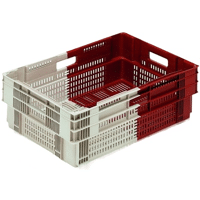 BAC ALLIBERT 35L 13036 GERBABLE EMBOITABLE FOND ET PAROIS AJOURES COLORIS BRUN ROUGE/BEIGE