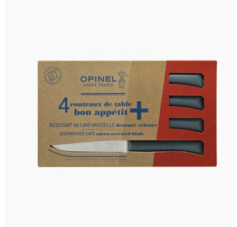 COUTEAU OPINEL DE TABLE BOITE X4 BON APPETIT ANTHRACITE