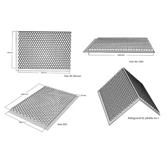 NIDAGRAVEL 129+ XL 160X120X3 BLANC / PLAQUE
