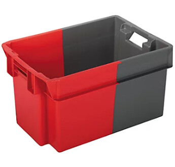 BAC ALLIBERT 50L 11051 GERBABLE EMBOITABLE FOND ET PAROIS PLEINS COLORIS GRIS/ROUGE